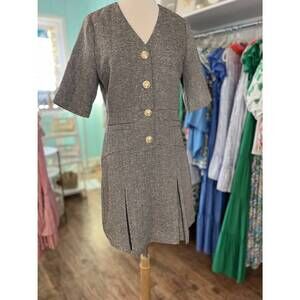 NEW BOHO CHIC women's tweed blend dress with front pleat detail